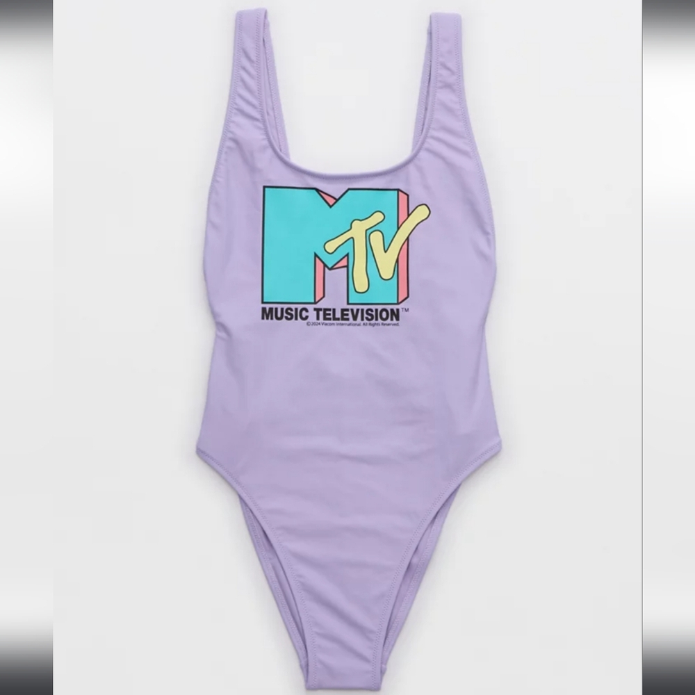 aerie MTV Lavender Swimsuit One Piece Sz S